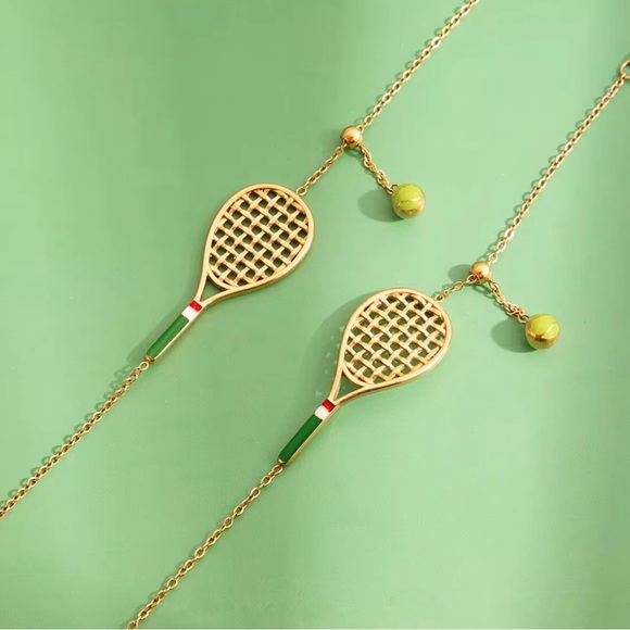 New adjustable Gold Tennis Racket Bracelet - Picture 3 of 7